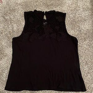 Lucky Brand sleeveless black embroidered blouse